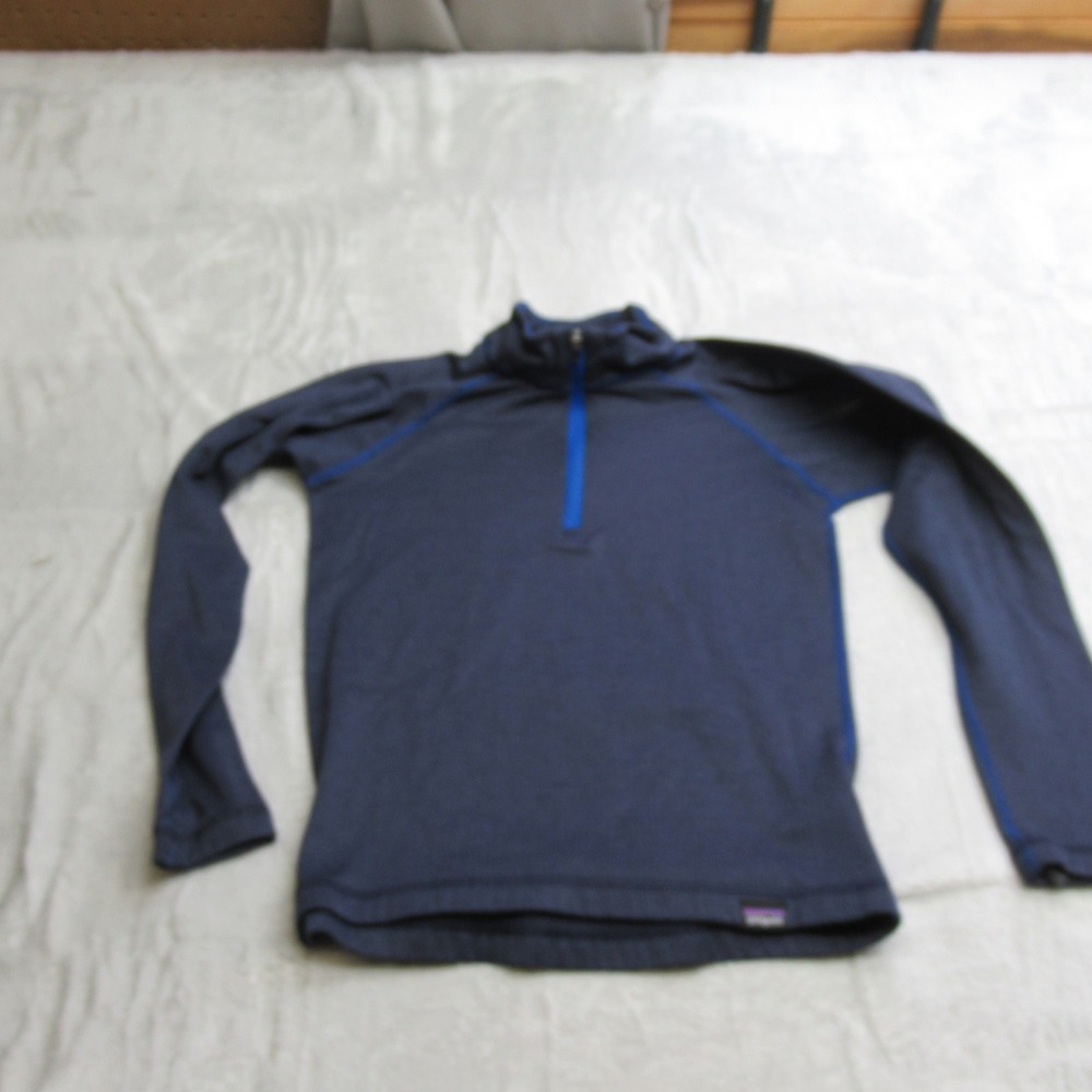 Patagonia Pullover Men Small Blue Capilene Thermal Hike 1/4 Zip Sweatshirt Base